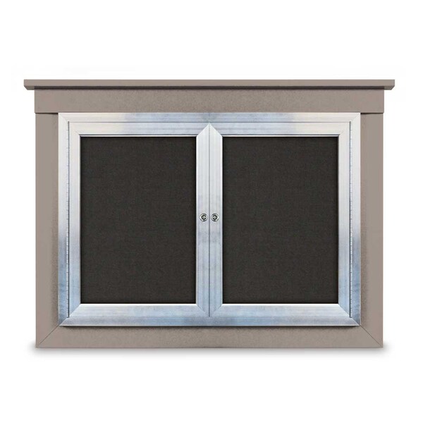 36"x36" 1-Door Enclosed Letterboard, Header, Blue Felt/Lt Oak